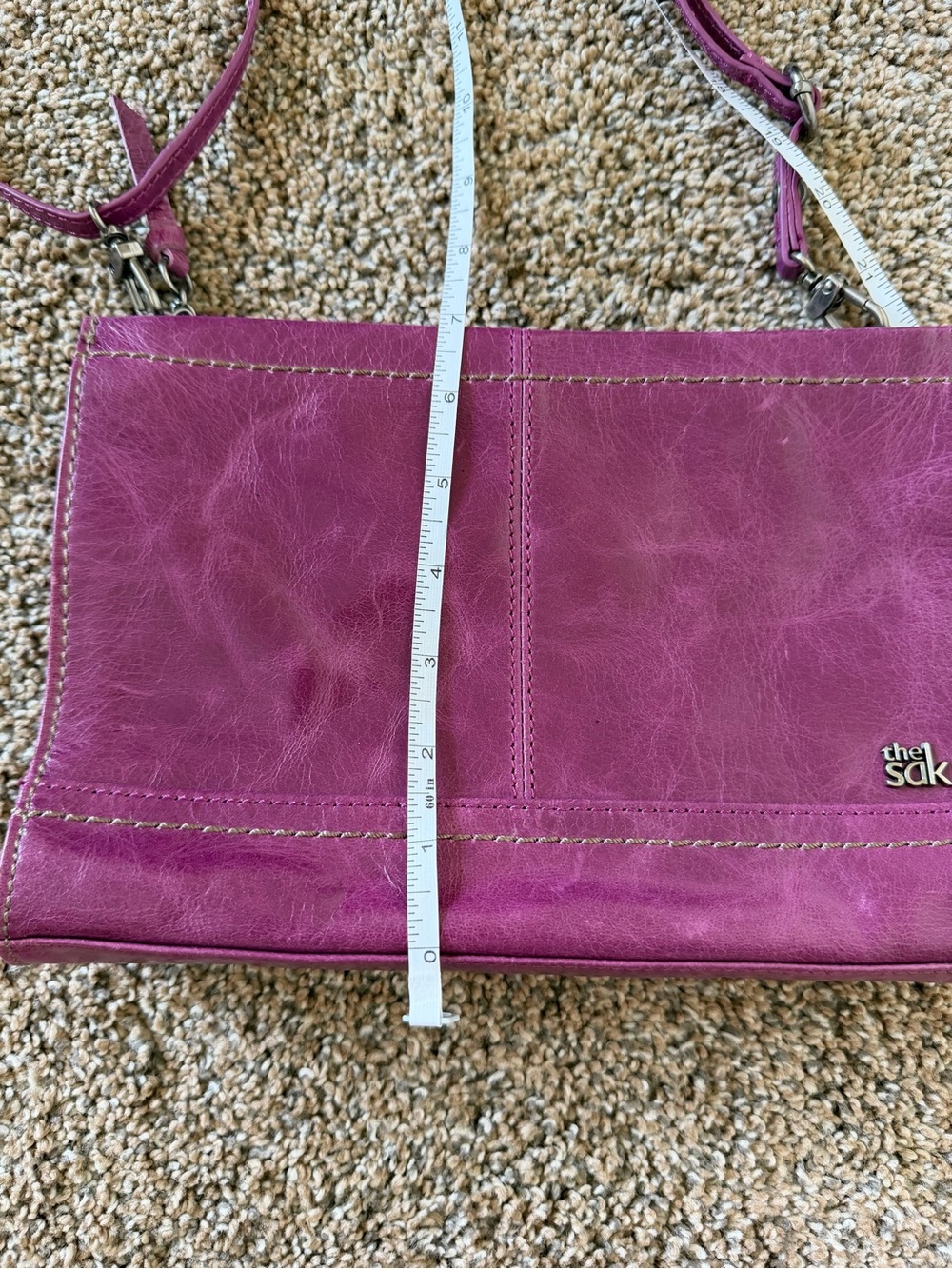 THE SAK Purple Berry Leather Crossbody Envelope Purse Bag - Picture 9 of 11